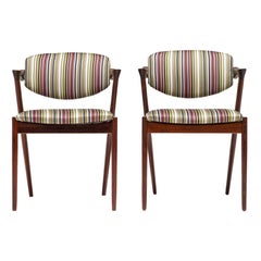 Kai Kristiansen Rosewood No 42 Dining Chairs with Paul Smith Fabric, Set of 2