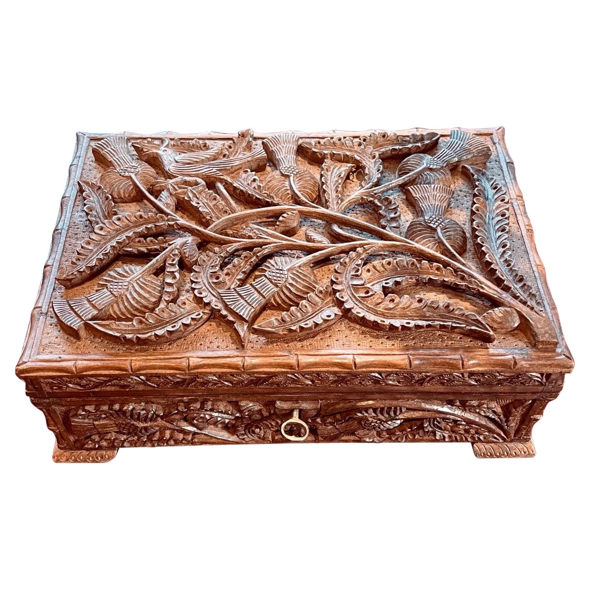 Exceptional Old Huanghuali Wood Box From North Vietnam, Art Deco For Sale