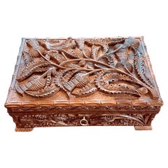 Vintage Exceptional Old Huanghuali Wood Box From North Vietnam, Art Deco