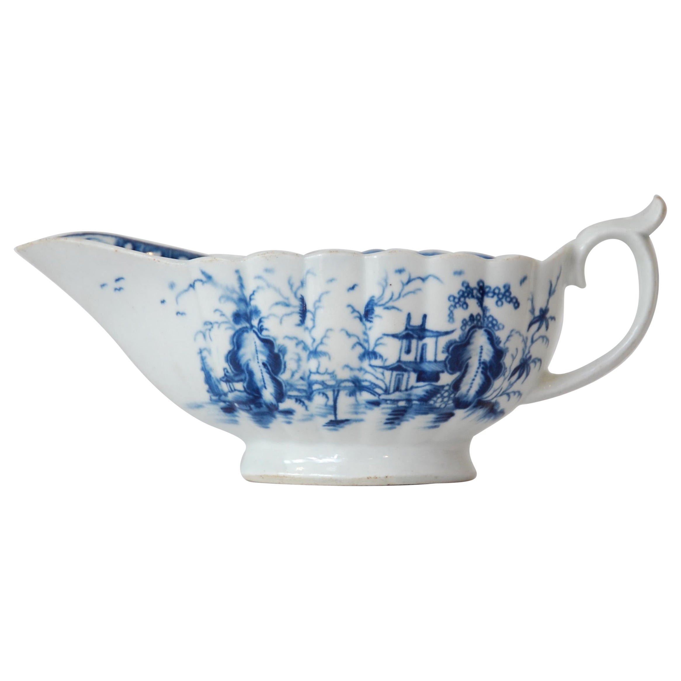 Sauce Boat, Mission Church Pattern, Worcester, circa 1765 For Sale