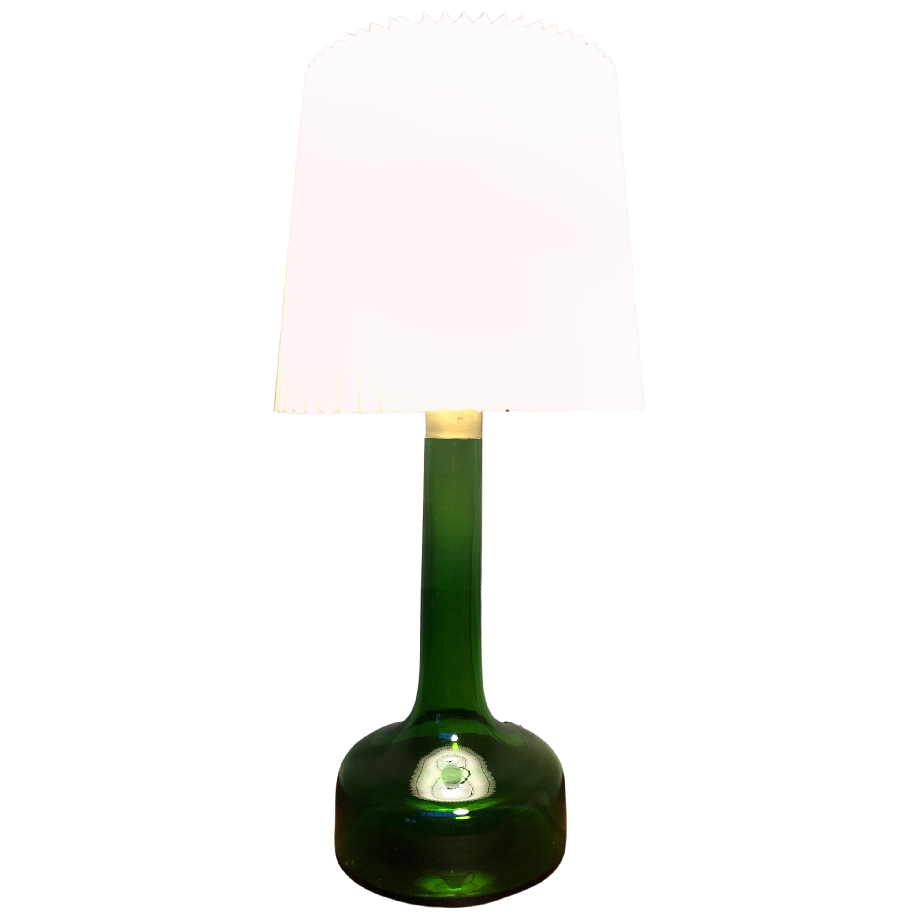 Grüne Vintage-Tischlampe aus Glas von Biilman-Petersen für Le Klint / Holmegaard im Angebot