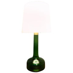 Lampada da tavolo vintage in vetro verde di Biilman-Petersen per Le Klint / Holmegaard