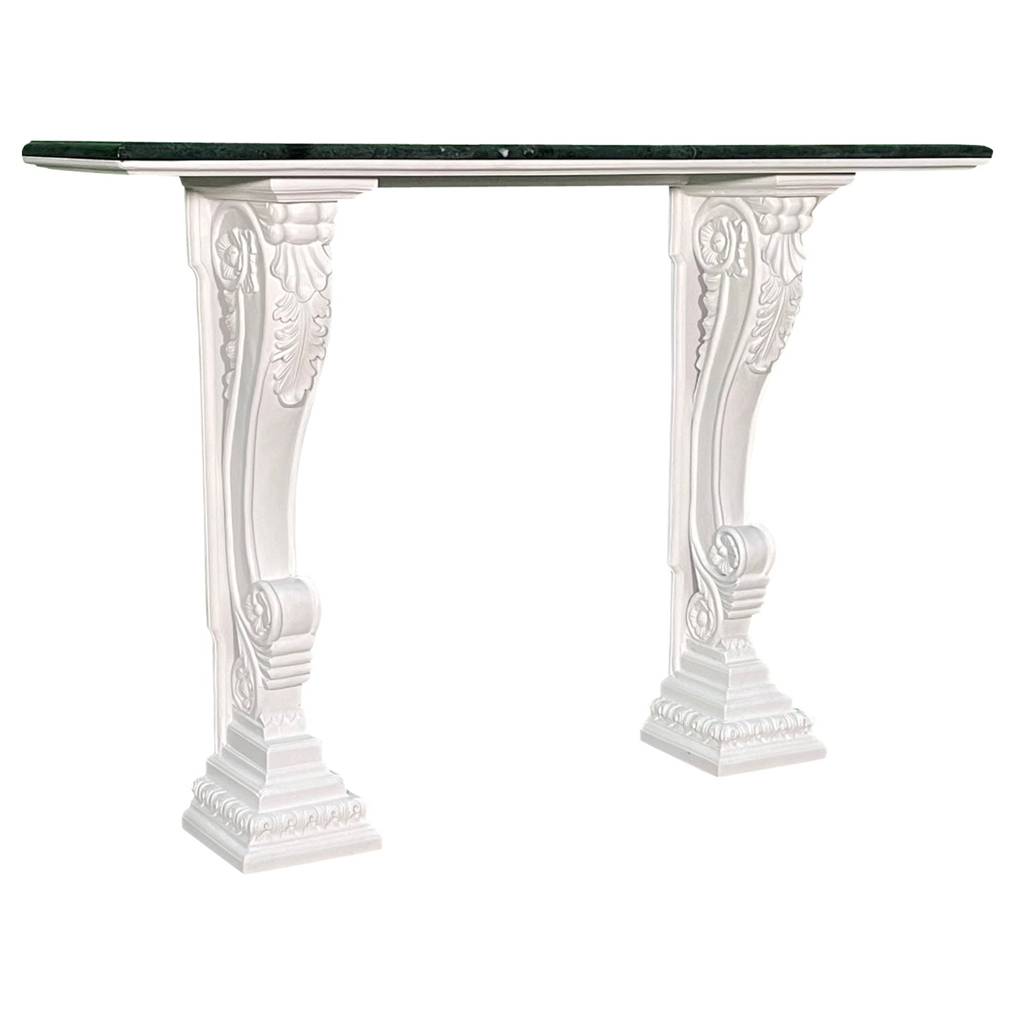 Louis XVI Style Hand Carved Marble Top Console Table For Sale