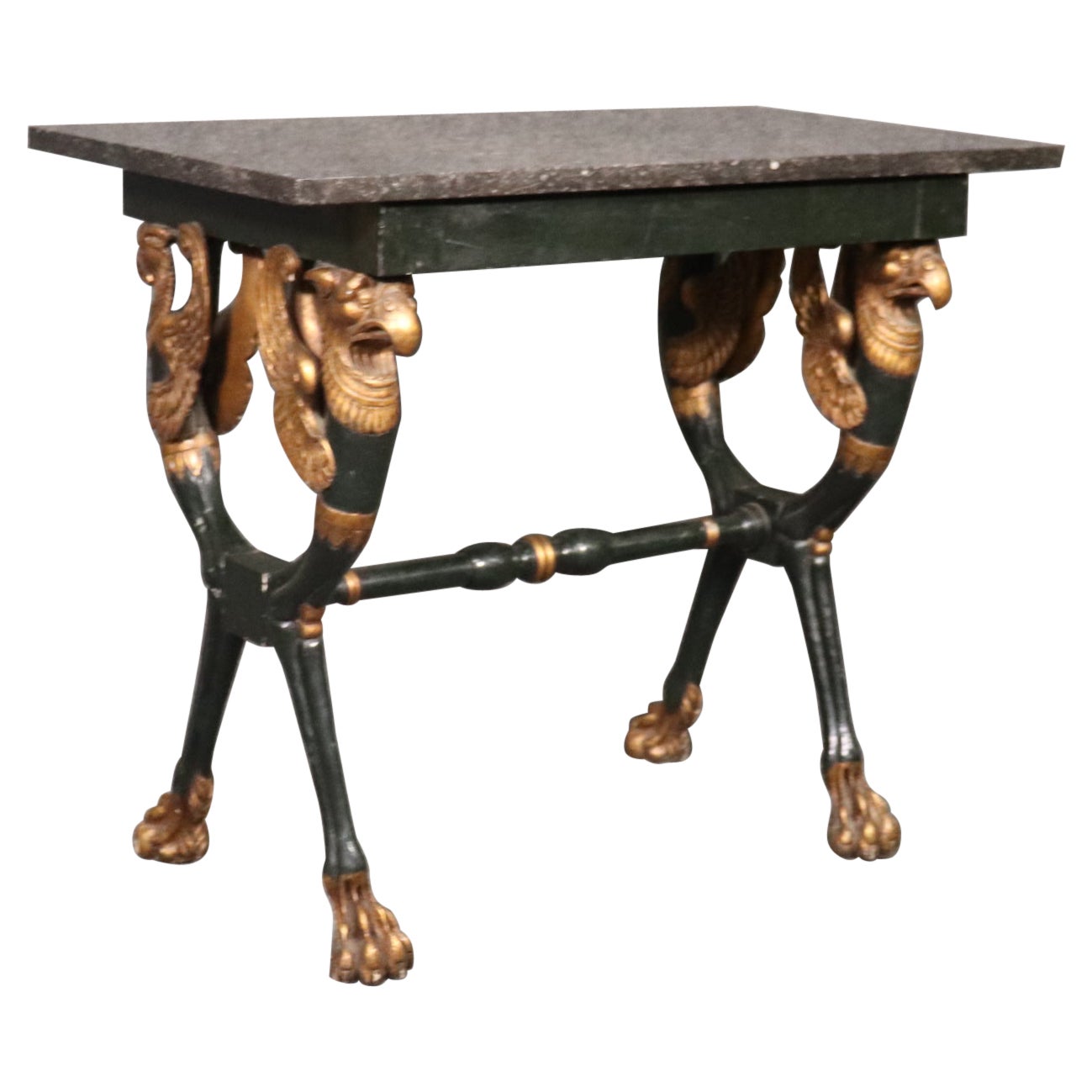 Directoire Maison Jansen Style Carved Marble Top Console Table with Eagles For Sale