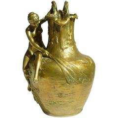 Antique Alexandre Vibert, an Art Nouveau Pitcher, Signed