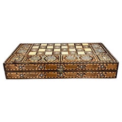 1960s Middle Eastern Backgammon Game Board Chess Box
