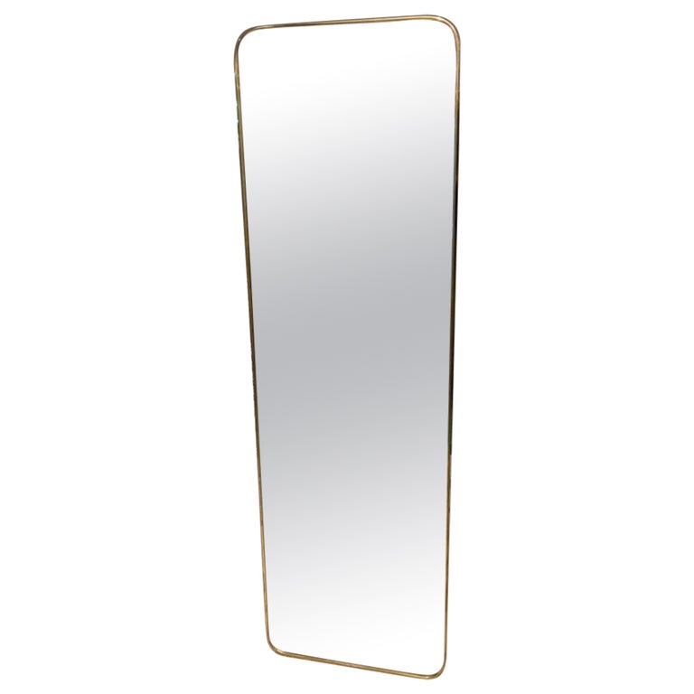 Handsome Full Length Midcentury Brass Mirror, Italy For Sale at 1stDibs