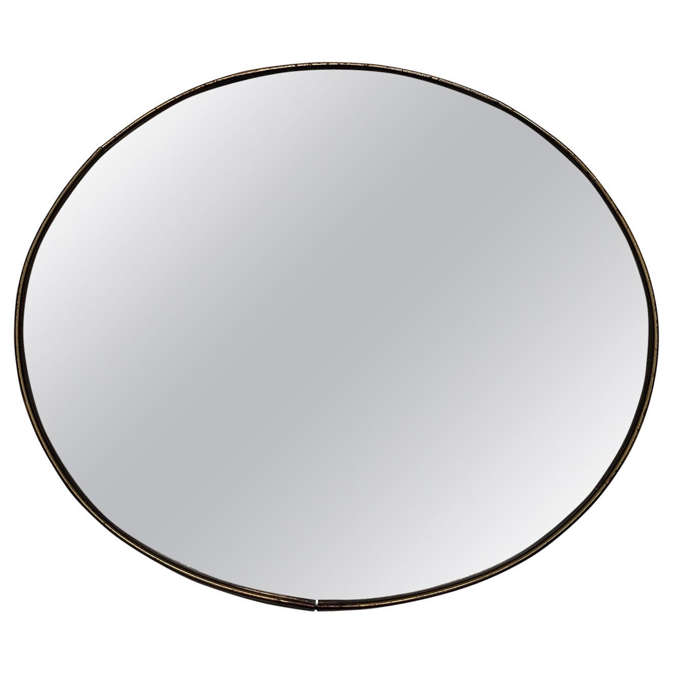 Italian Modern Minimalist Round Brass Framed Mirror at 1stDibs