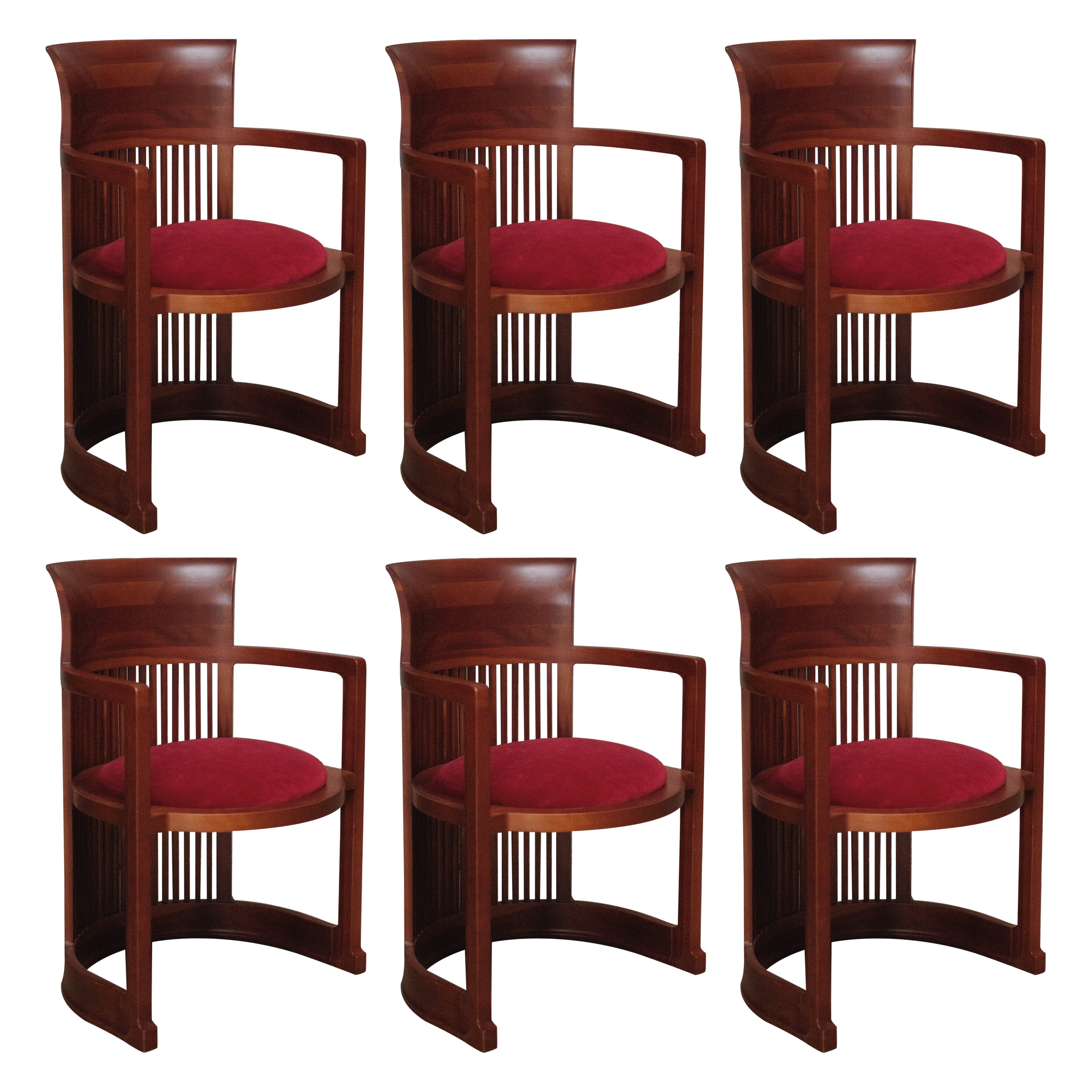 Frank Lloyd Wright "Barrel" Chairs for Cassina, 1937, Set of 6 For Sale