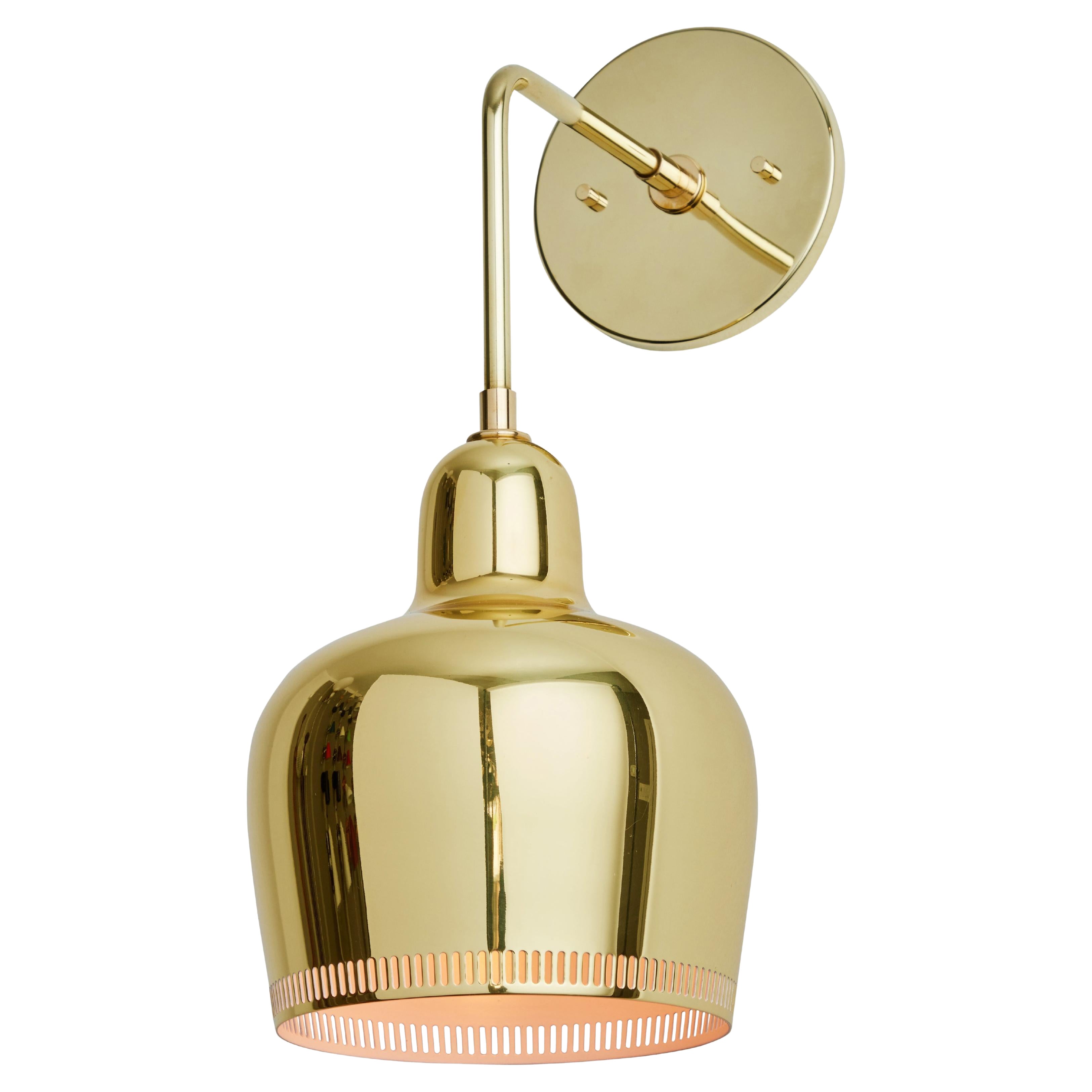 Alvar Aalto A330s Polished Brass Wall Light for Artek