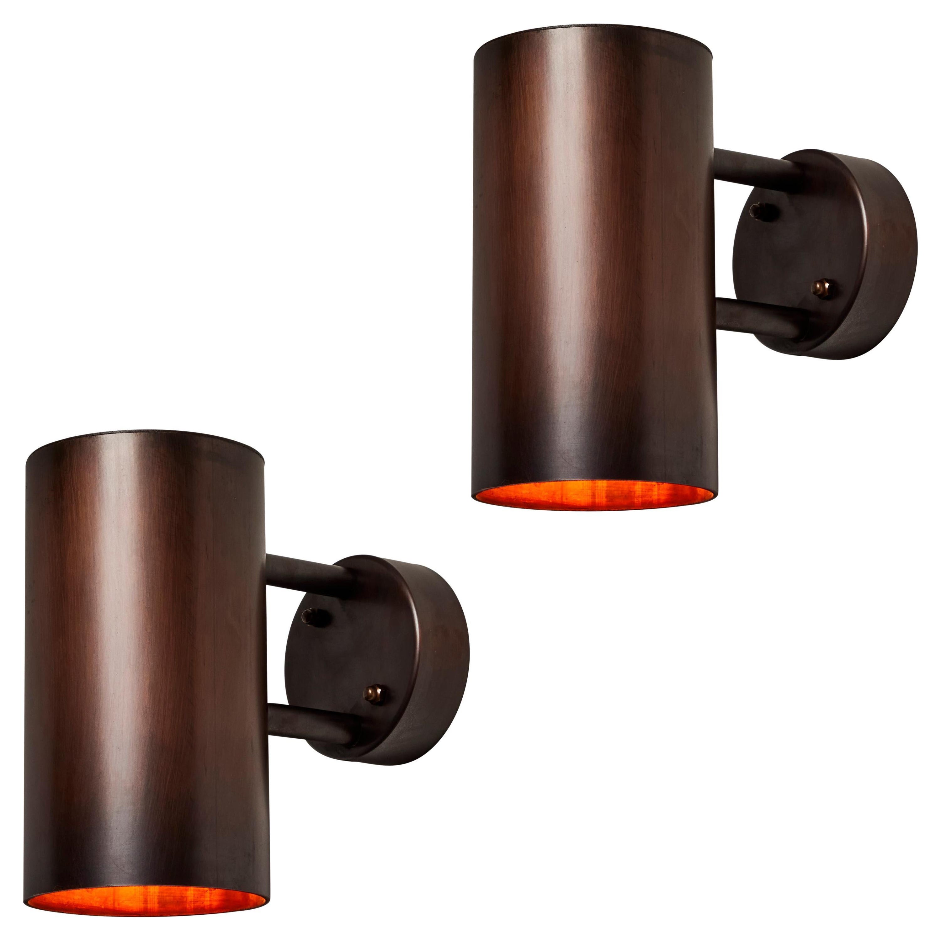 Pair of Hans-Agne Jakobsson C627/110 'Rulle' Brown Patinated Outdoor Sconces For Sale