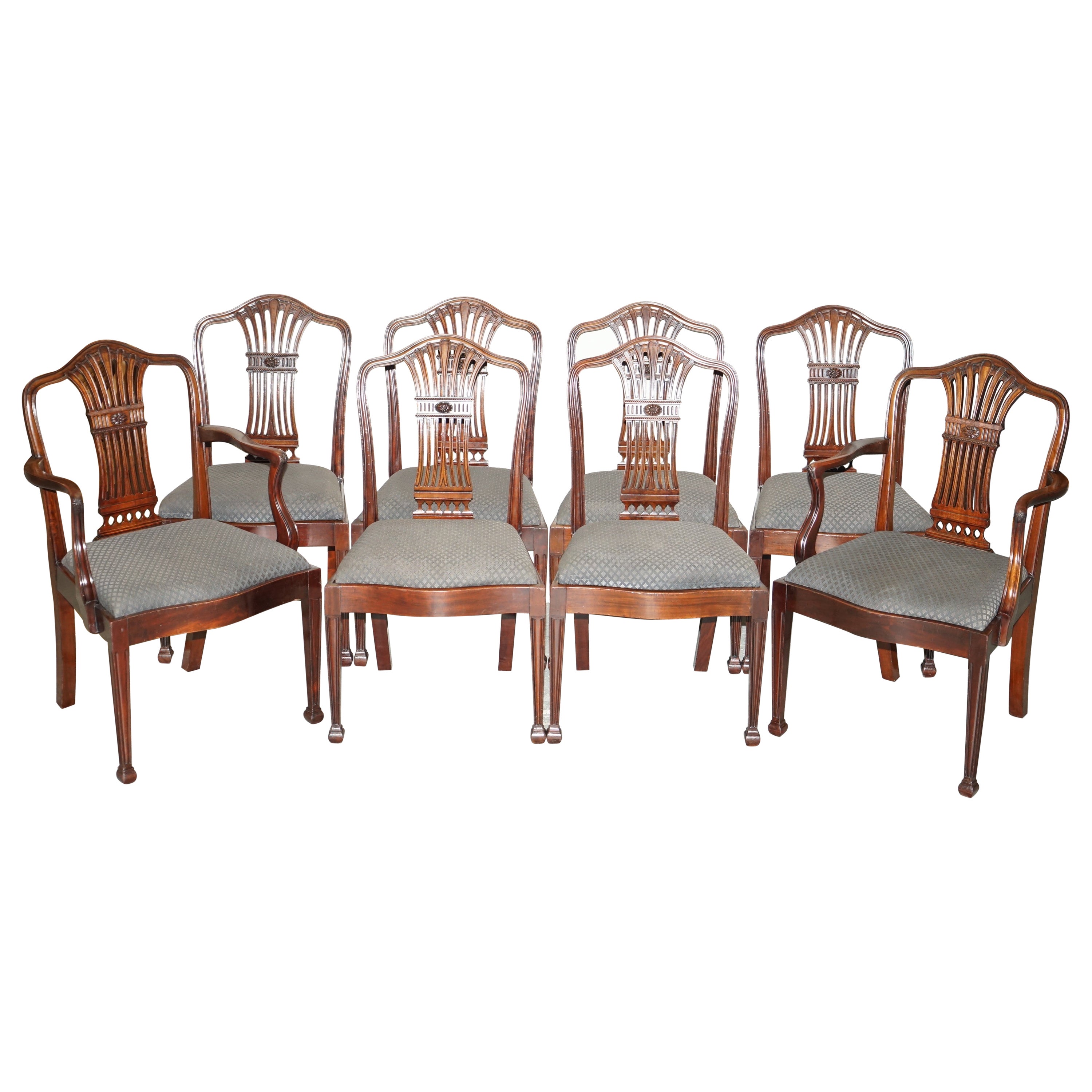 8 ANTIQUE GEORGE HEPPLEWHITE STYLE DINING CHAIRS FROM LADY DIANA'S SPENCER HOUSE im Angebot