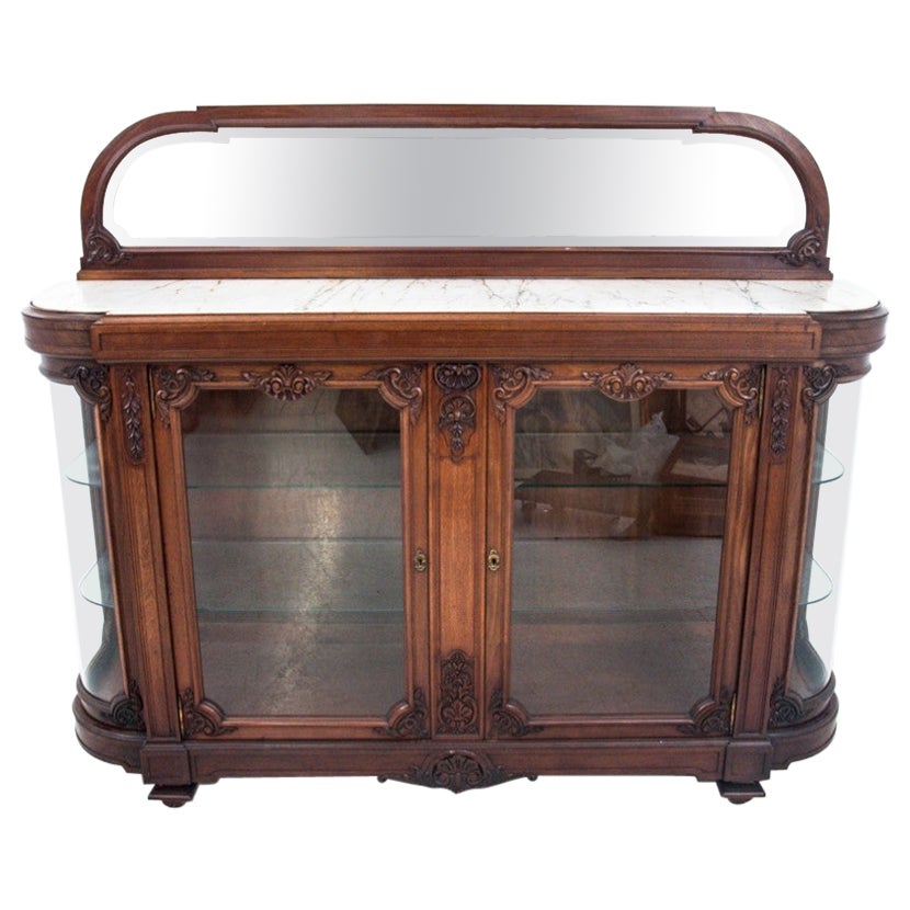 Glass Display Buffet with Marble Top, France, 1880s