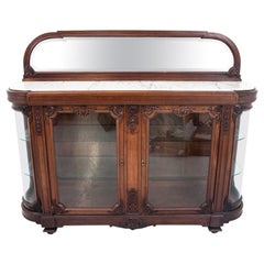 Antique Glass Display Buffet with Marble Top, France, 1880s