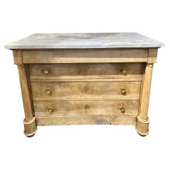 French Bleached Commode with Carrara Marble