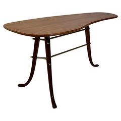 Modernist Cherry Brass Side Table Coffee Table Josef Frank, 1950s, Sweden