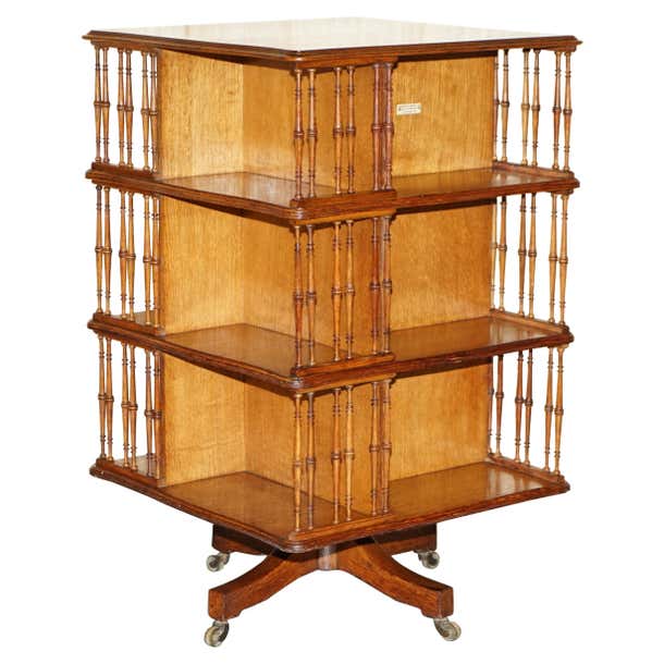 1 of 2 Victorian Antique Howard and Son's Revolving Library Bookcase ...