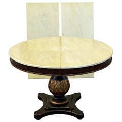 Retro Italian Regency Style Pedestal Base Round Dining Table Cream Lacquer Top