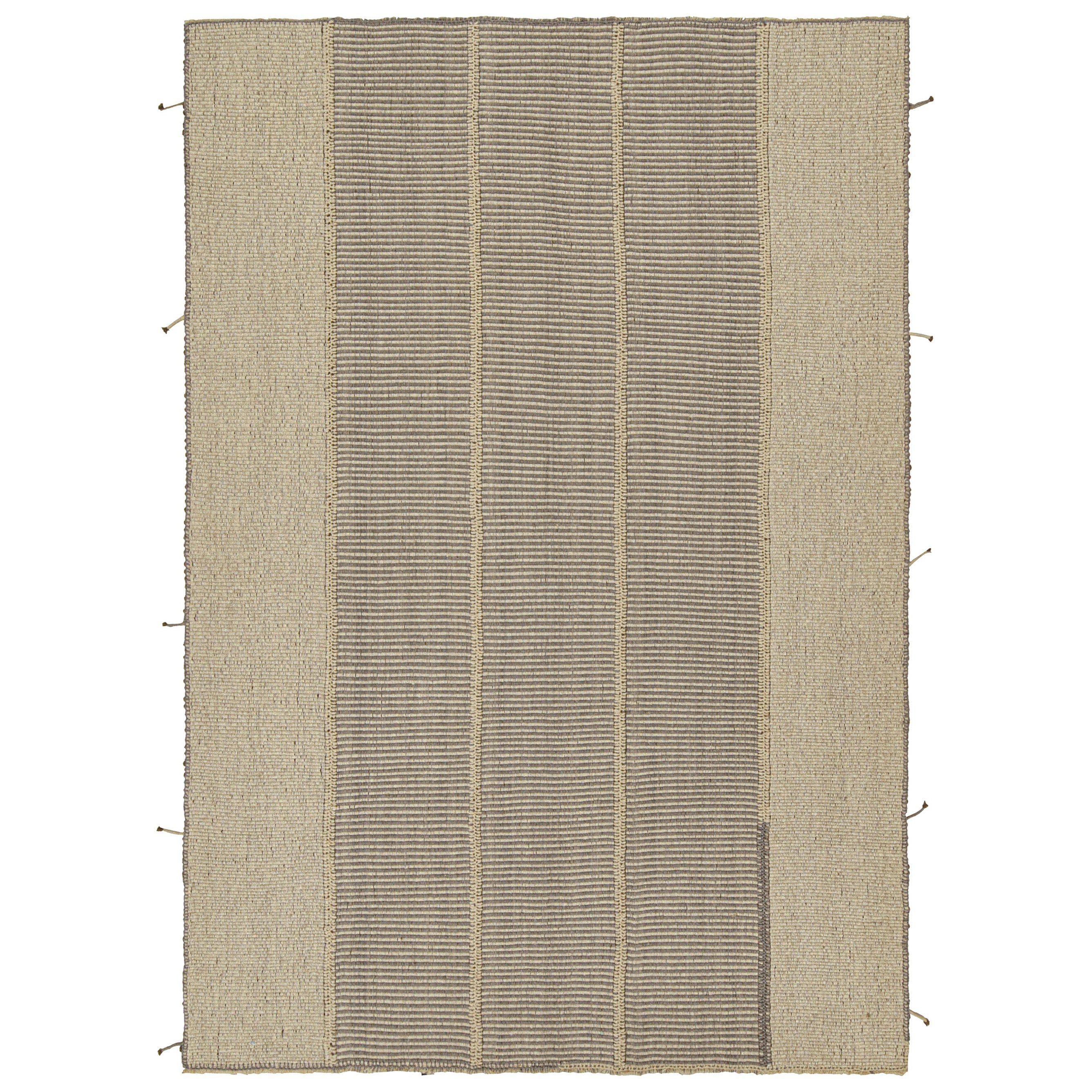 Rug & Kilim’s Contemporary Custom Kilim Design in Beige-Brown and Gray For Sale