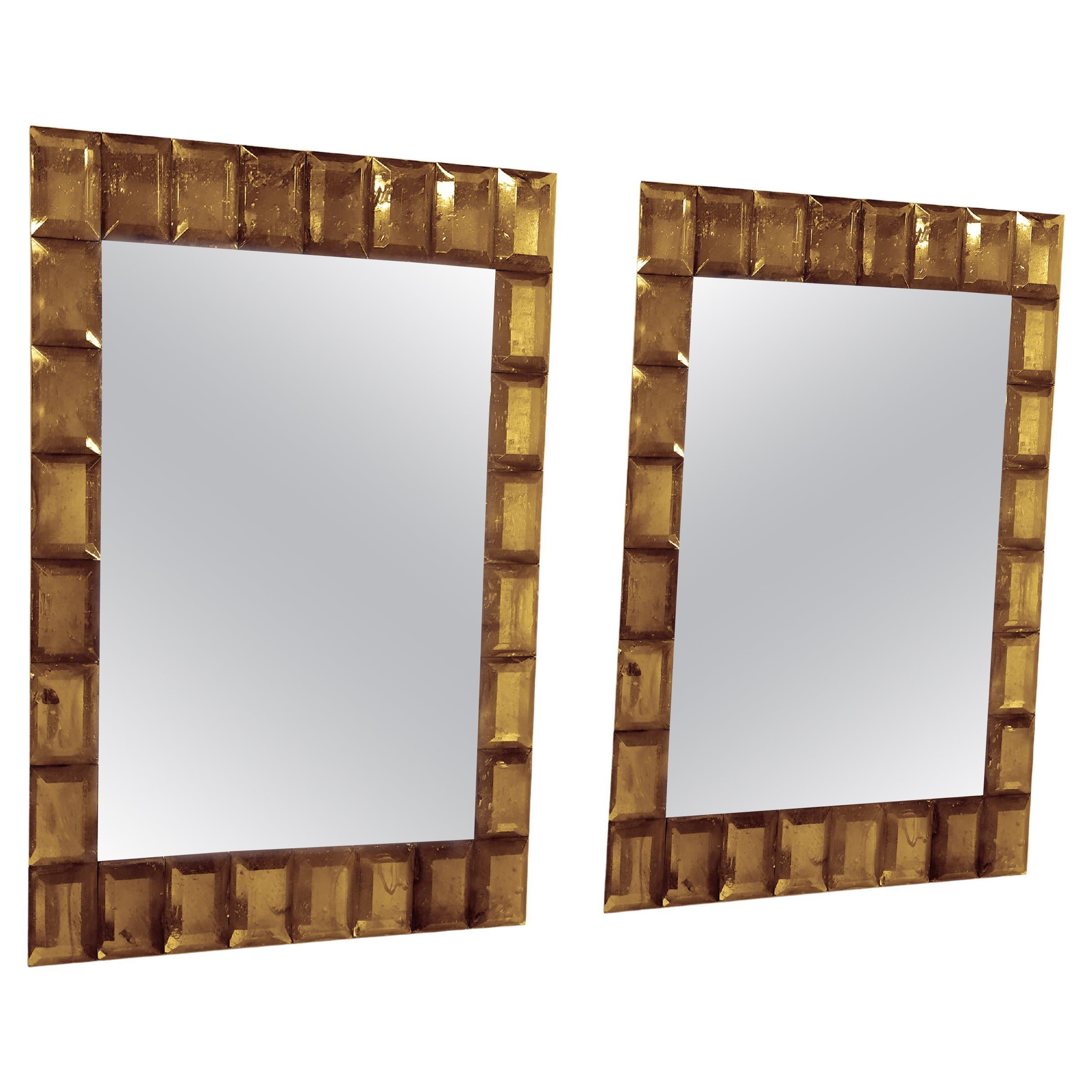 "Topaz" Murano Glass Mirror in Contemporary Style by Fratelli Tosi