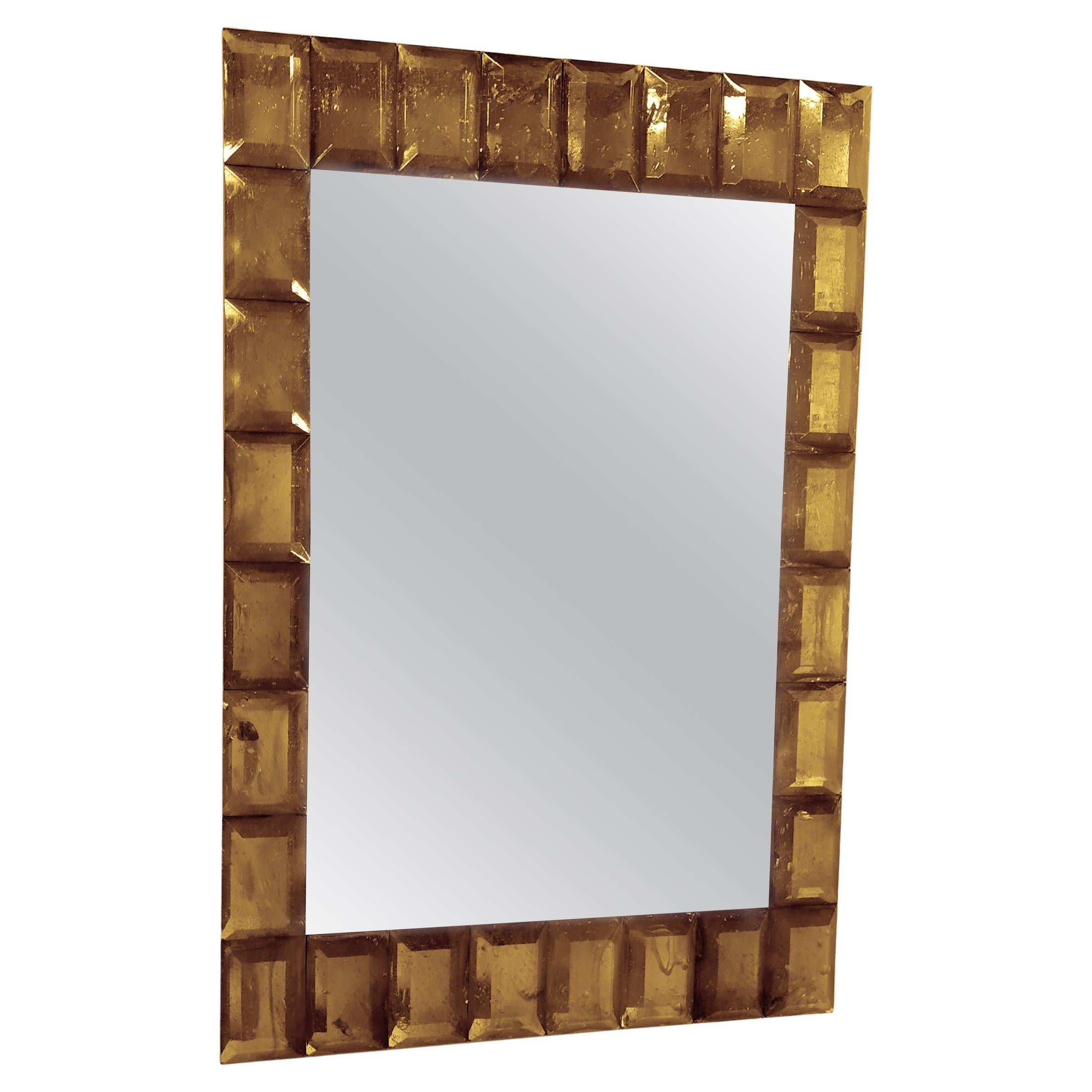 Muranoglas-Spiegel „Amber“ im zeitgenössischen Stil von Fratelli Tosi