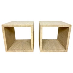 Cube Side Tables in Natural Travertine Stone