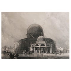 Original Antique Print of Mosque of Omar, Jerusalem, After David Roberts, 1835