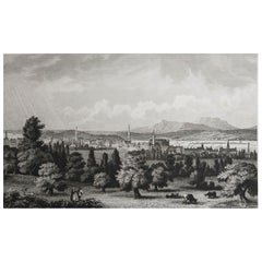 Original Antique Print of Montreal, Canada, circa 1840