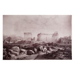 Original Antique Print of the Temple of Baalbek, Lebanon, circa 1880