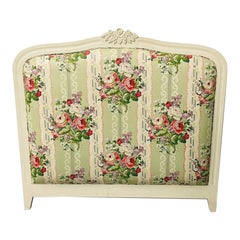 Retro White Painted Headboard, Full Size, Padded Backrest, Louis XV Style