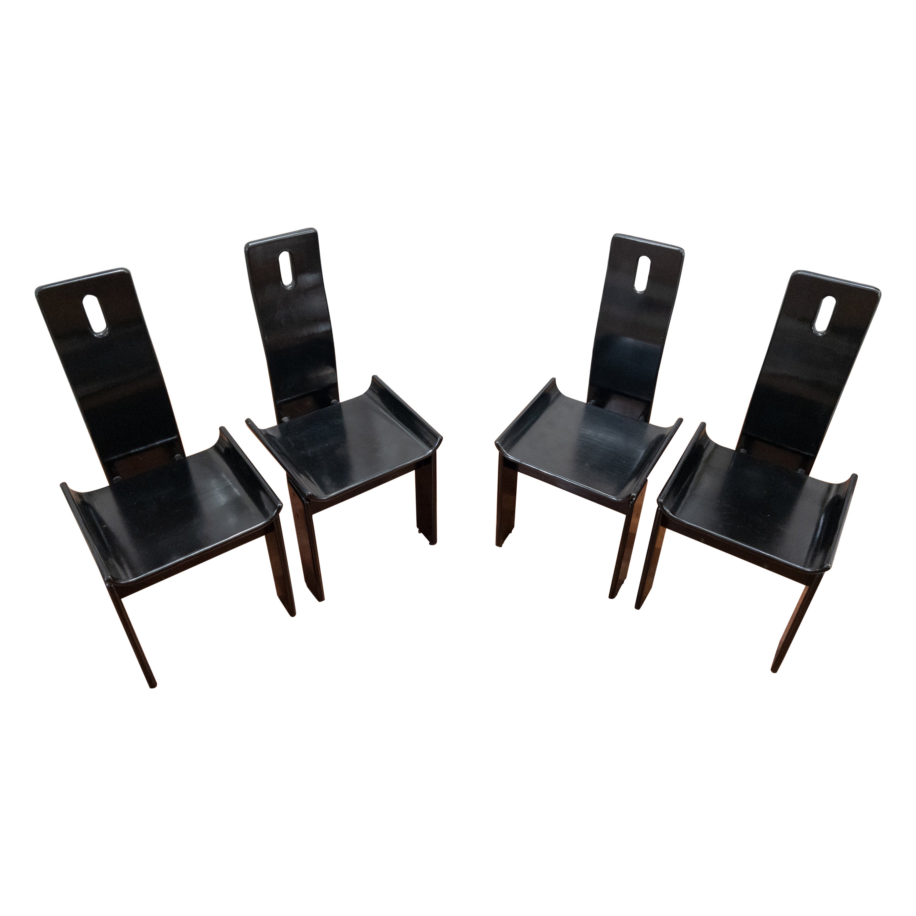 Four Black Post Modern Chairs For Sale