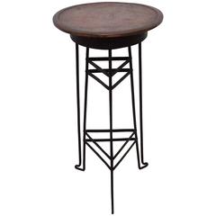 Austrian Early Modernist Copper and Steel Gueridon or Side Table 2