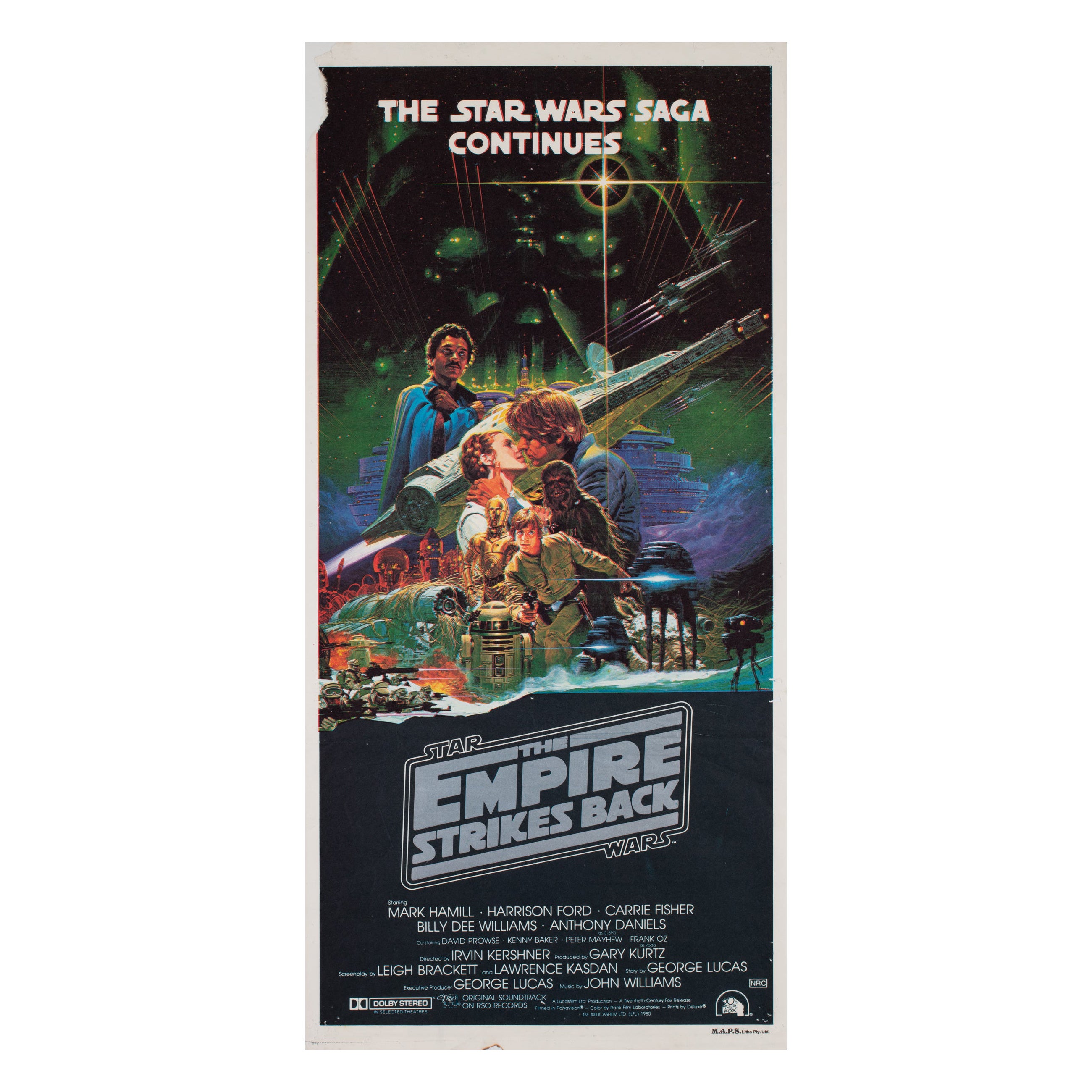The Empire Strikes Back 1980 Australian Daybill Film Poster, Ohrai, Star Wars