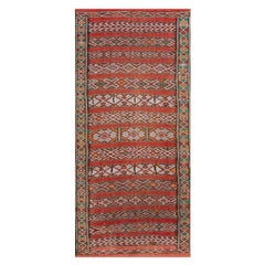 Tapis marocain tissé à plat du milieu du 20e siècle ( 5' x 10'3" - 152 x 312 )