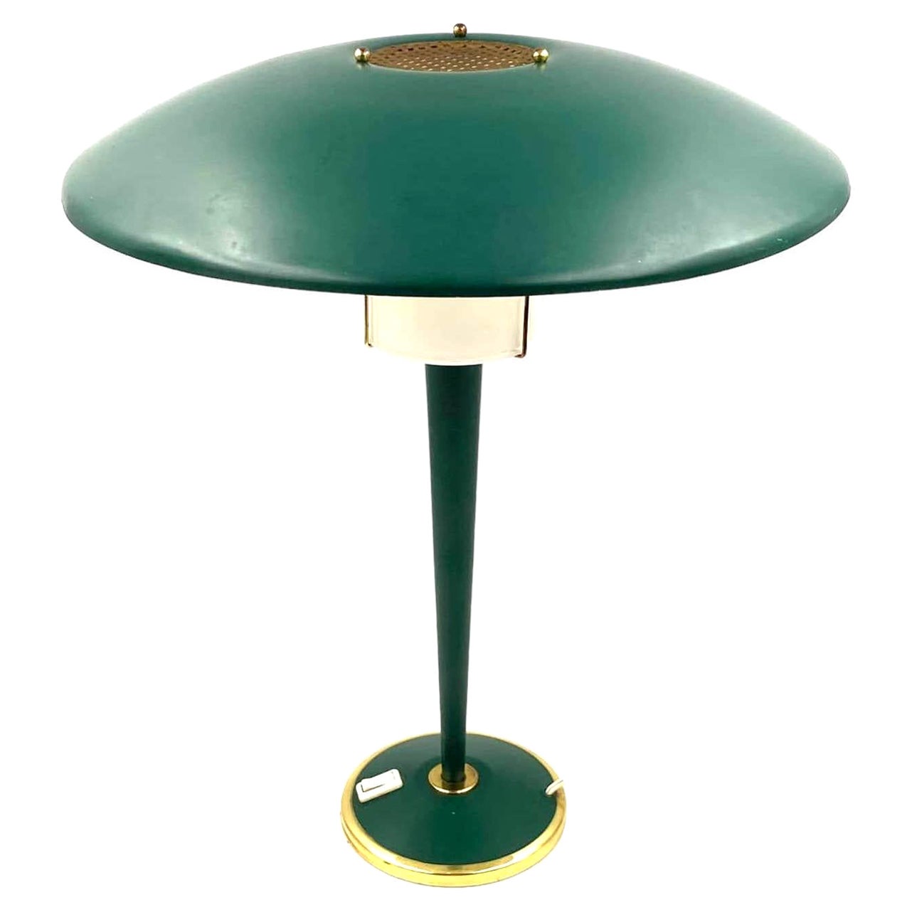 Lampe de table moderniste vert pétrole, France, années 1960 en vente