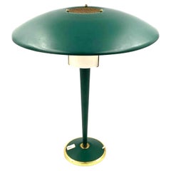 Lampe de table moderniste vert pétrole, France, années 1960