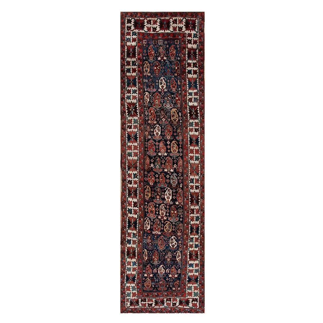 Kaukasischer Kasachischer Teppich des 19. Jahrhunderts ( 3'2" x 10'10" - 97 x 330)