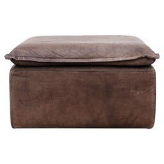 Vintage DeSede DS11 Style Brown Leather Patchwork Ottoman for Laauser, Germany