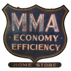 MMA Home Store Large Metal Shield Form Double Sided Advertising Sign, circa 1940