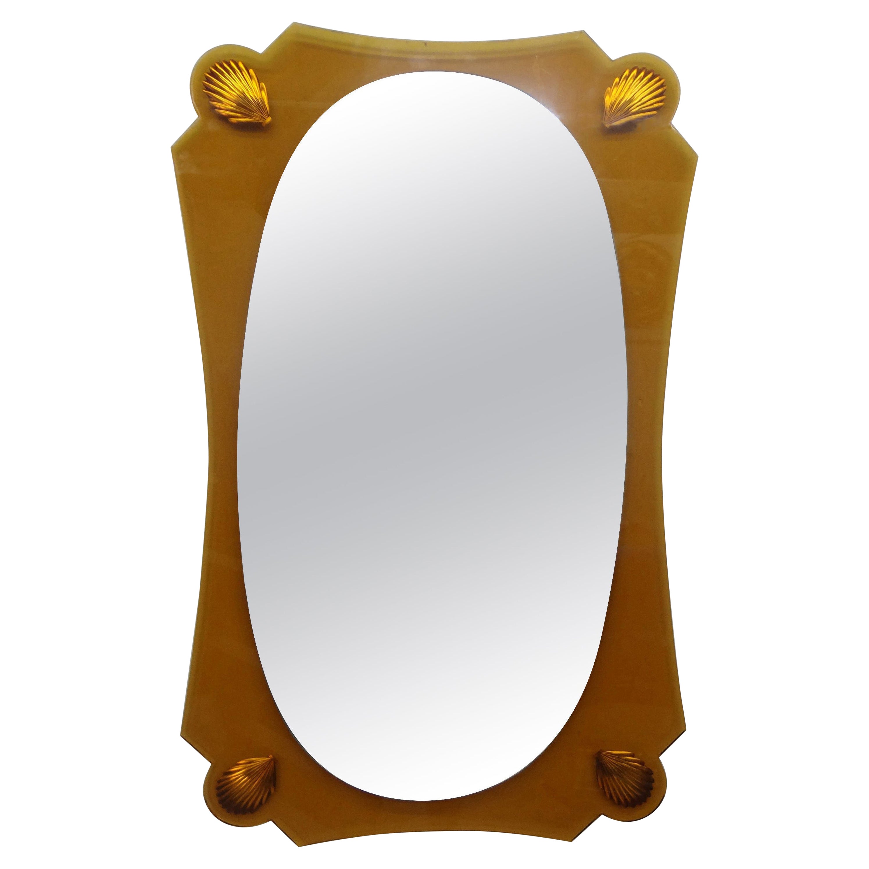 Italian Fontana Arte Style Golden Yellow Mirror