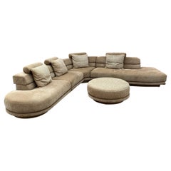 1990s Weiman / Preview Serpentine Chenille Sculptural Sectional with Ottoman