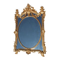 French 19th Century Louis XV Style Gilt-Wood and Gilt-Gesso Carved Mantel Mirror