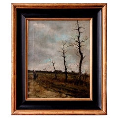 Antique Magnificent Oil on Canvas, Landscape, Barbizon School, 19th Century