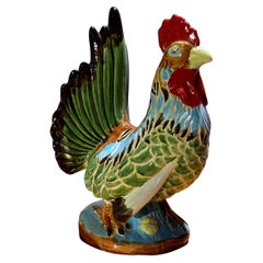 Majestic Rooster in Barbotine, Early 20th Century