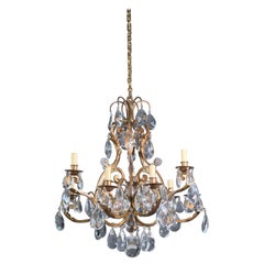 French Wrought Iron Chandelier High Quality Faceted Crystals