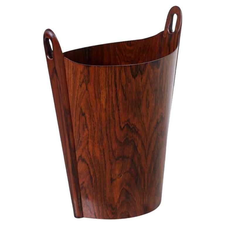 Expertly Restored - Norwegian Modern Rosewood Waste Basket by Einar Barnes For Sale