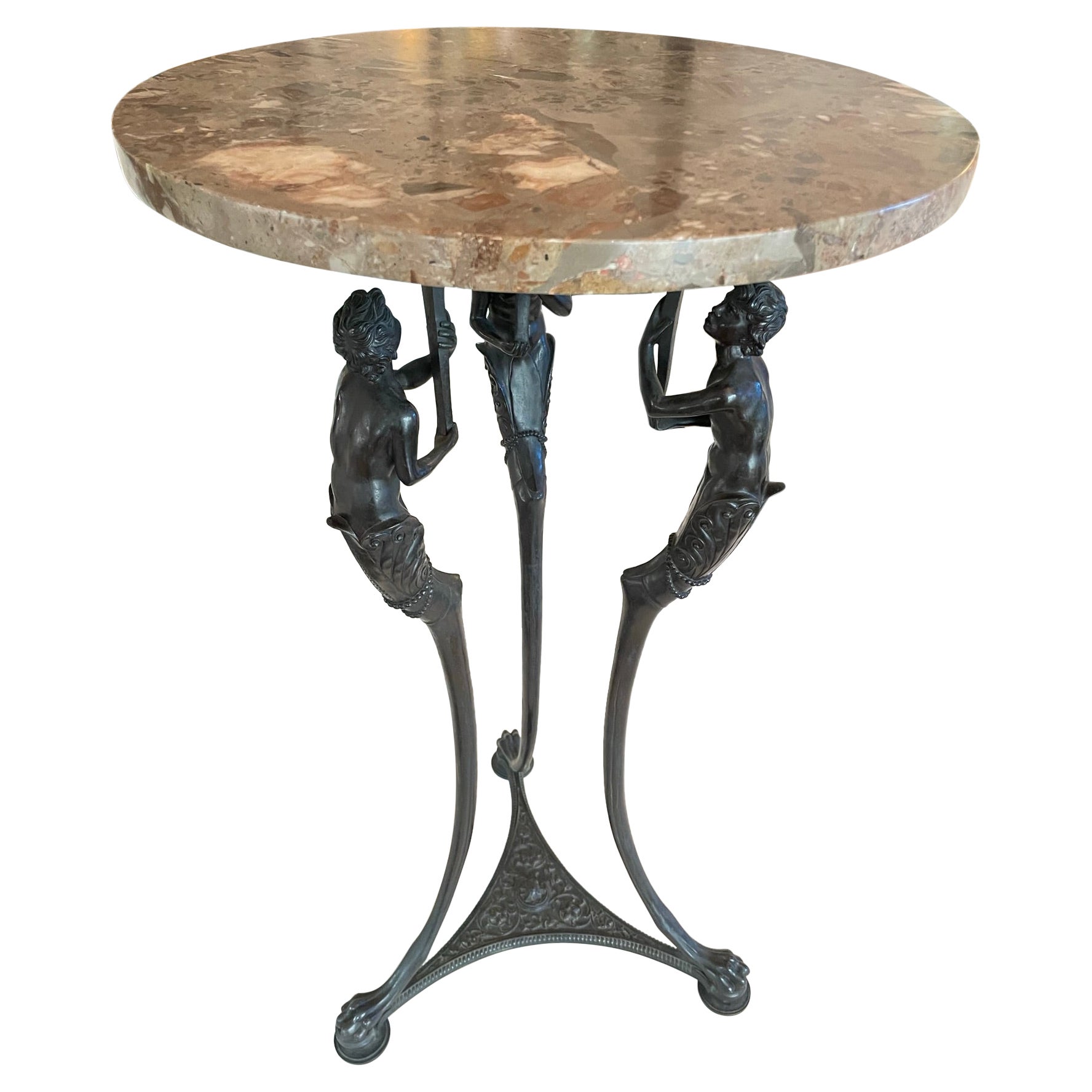 Mesa auxiliar de bronce y mármol, hacia 1845
