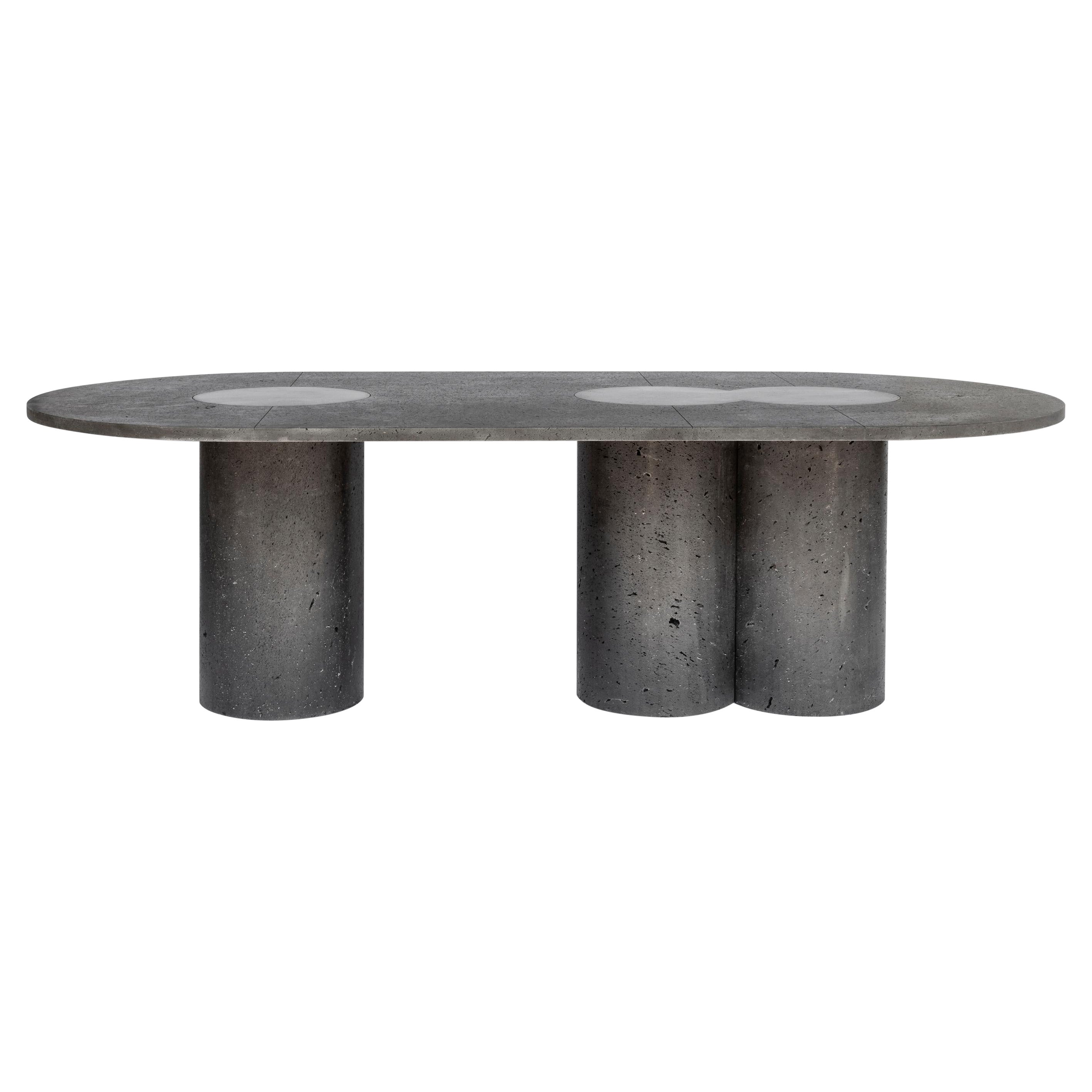 Indoor/Outdoor Volcanic Rock Petra Dining Table, Made in Mexico For Sale