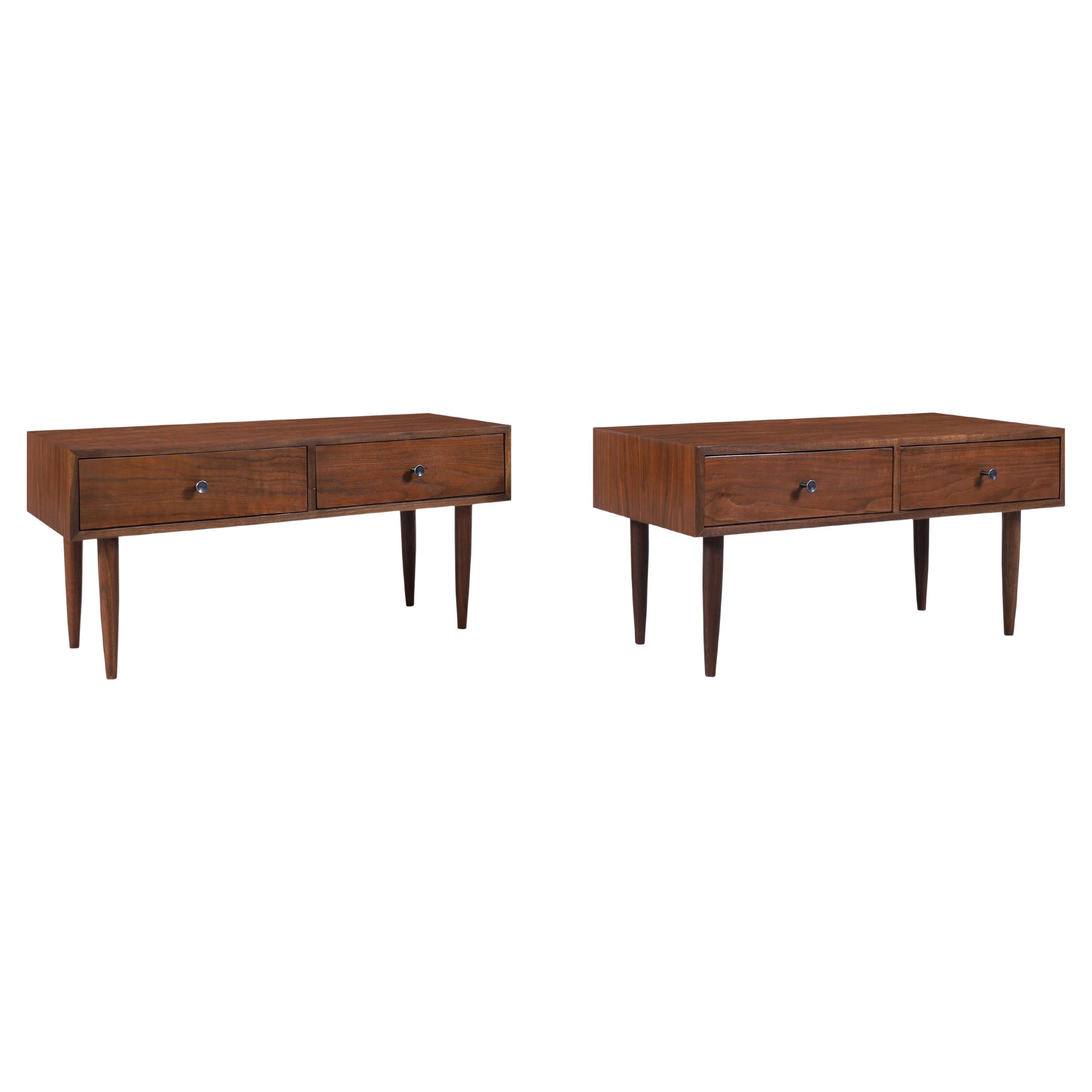 Glenn of California Walnut Nightstands by Milo Baughman