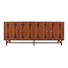 Midcentury Rosewood and Walnut Credenza by Stanley